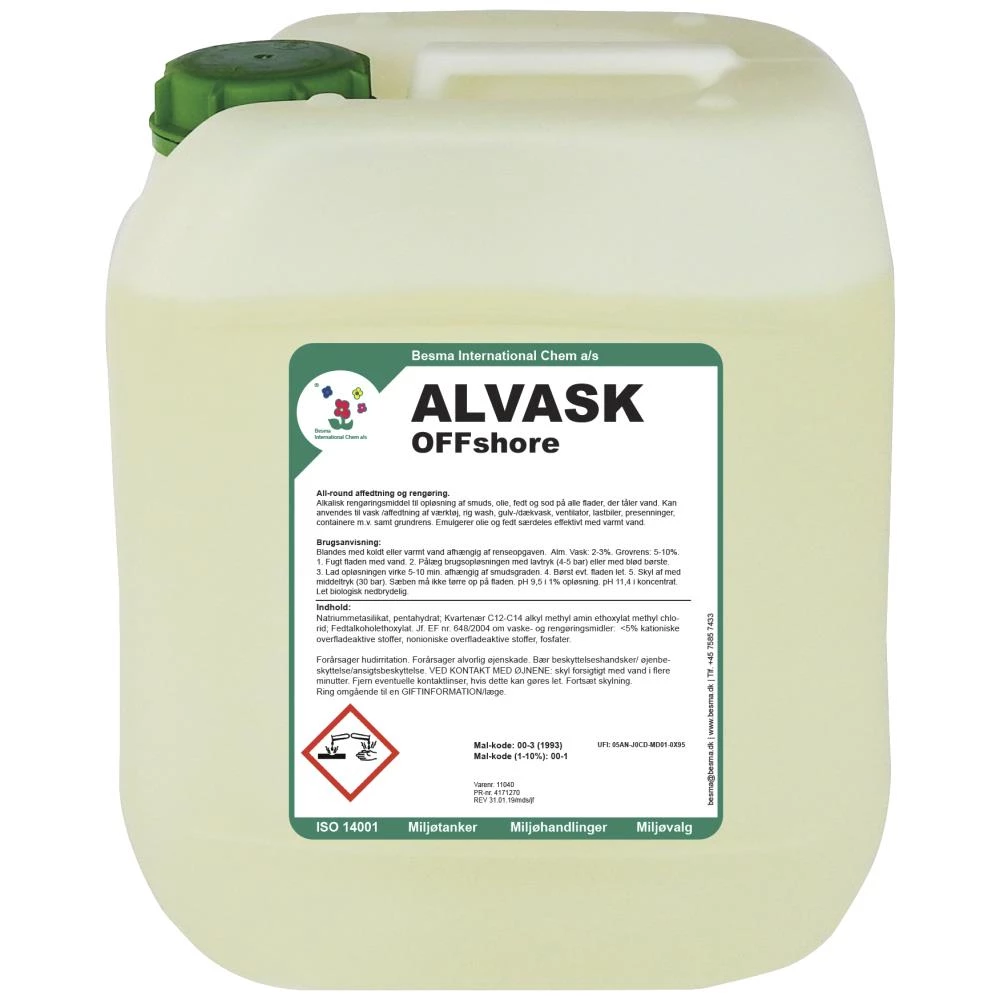 Alvask OFFshore specialsæbe, OSPAR/HOCNF, 10 ltr Alvask OFFshore specialsæbe, OSPAR/HOCNF, 10 ltr