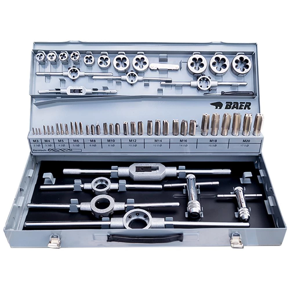 Baer gevindskæresæt PV2 i stålkasse, M3-M20 Baer gevindskæresæt PV2 i stålkasse, M3-M20