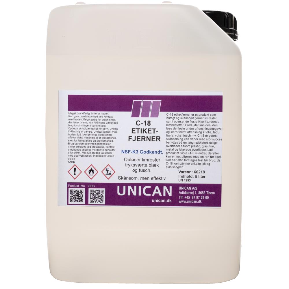 Unican C-18 etiketfjerner 5ltr Unican C-18 etiketfjerner 5ltr
