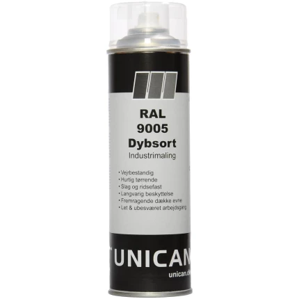 Unican RAL9005 dybsort spraymaling 500ml