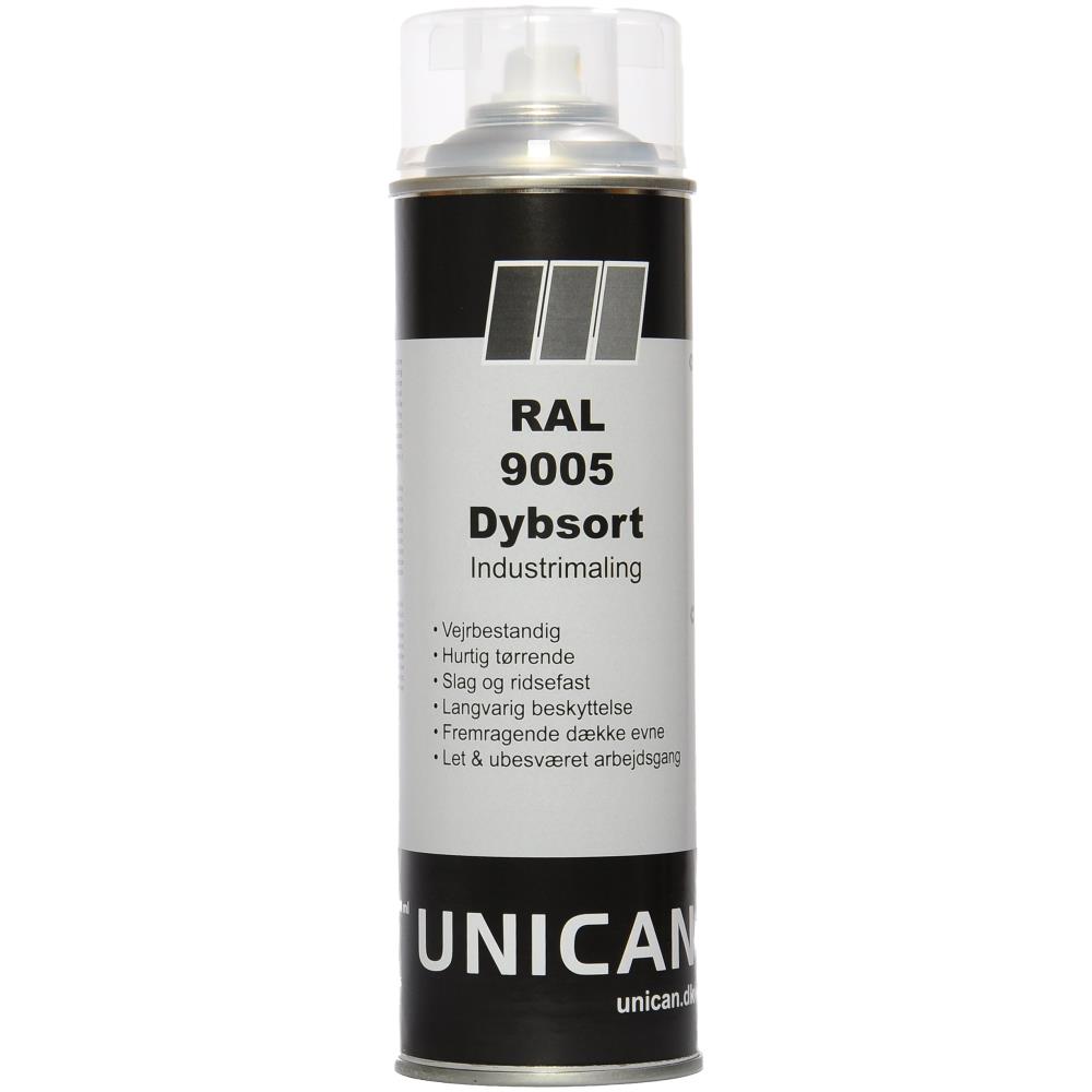 Unican RAL9005 dybsort spraymaling 500ml Unican RAL9005 dybsort spraymaling 500ml