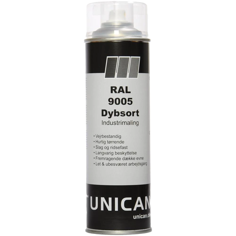 Unican RAL9005 dybsort spraymaling 500ml Unican RAL9005 dybsort spraymaling 500ml