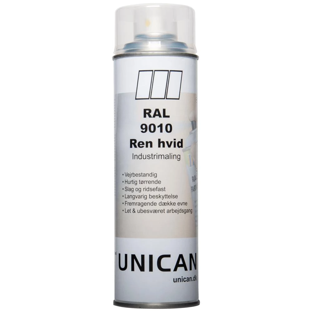 Unican RAL9010 ren hvid spraymaling 500ml Unican RAL9010 ren hvid spraymaling 500ml