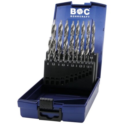 Bohrcraft borsæt KG10 HSS-G DIN338 1-10mm 19 dele