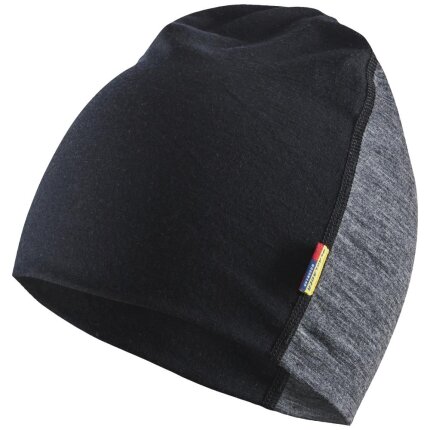 Beanie 2035 merinould mellemgrå/sort onesize