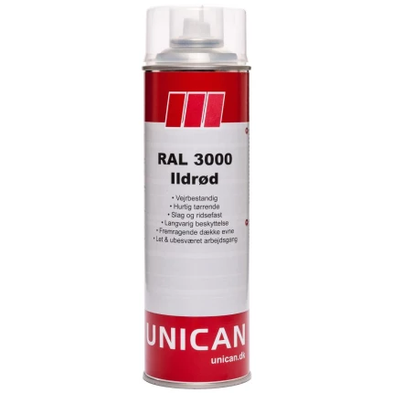 Unican RAL3000 ildrød spraymaling 400ml