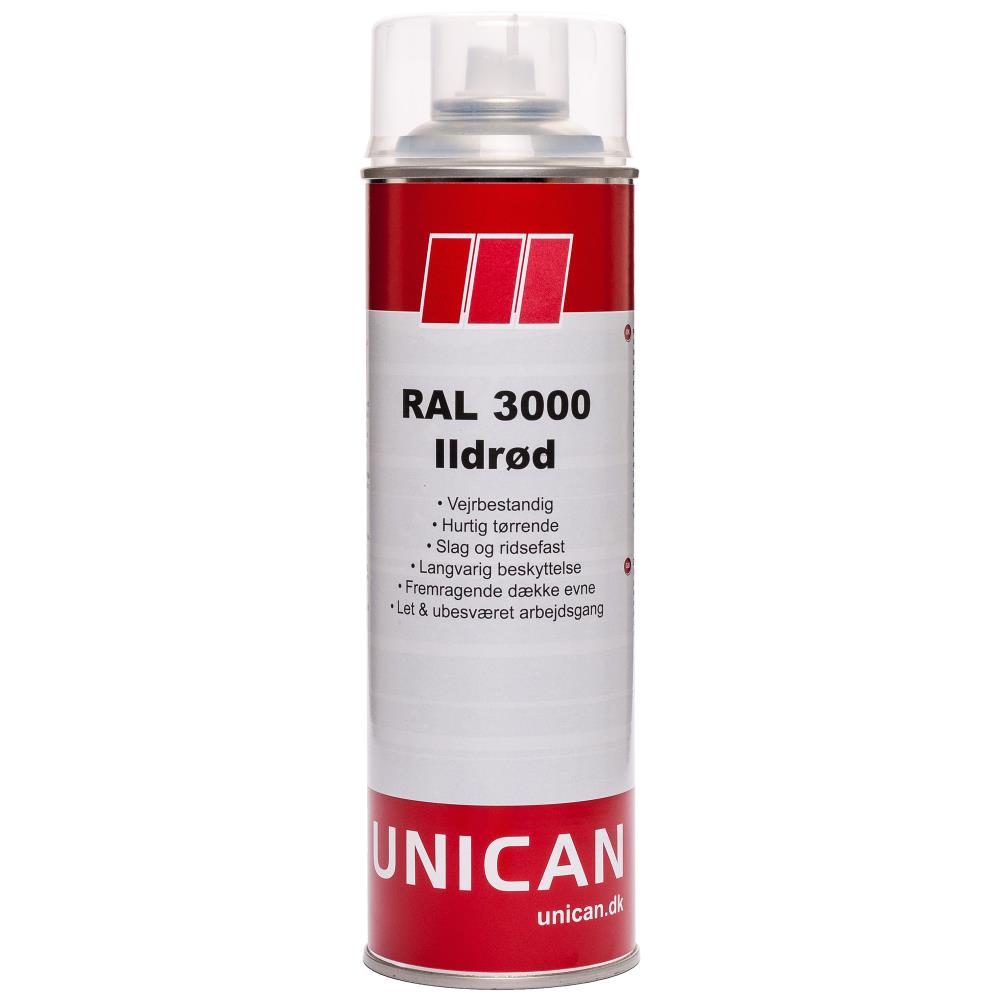 Unican RAL3000 ildrød spraymaling 400ml Unican RAL3000 ildrød spraymaling 400ml