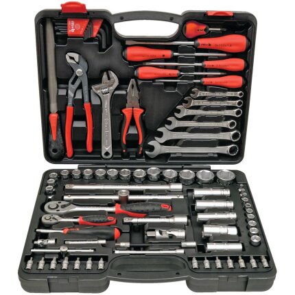 Topnøglesæt Kombi 1/4″+1/2″ 6-kt 81 dele