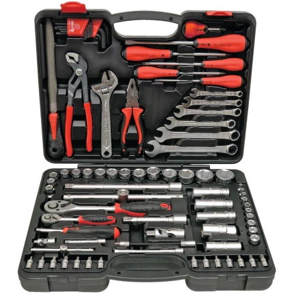 Topnøglesæt Kombi 1/4″+1/2″ 6-kt 81 dele