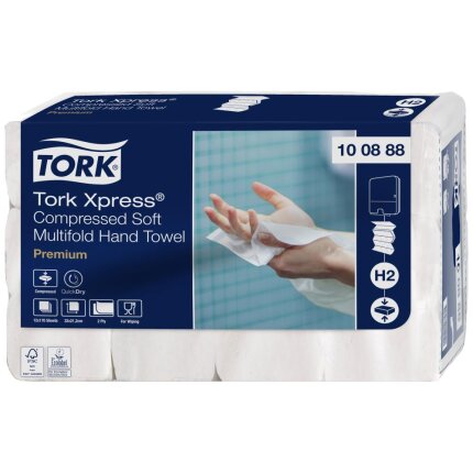 Tork håndklædeark Premium H2 hvid FSC, 12×170ark