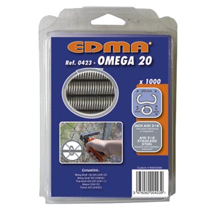 Clips Edma Omega 20 inox 1000 stk