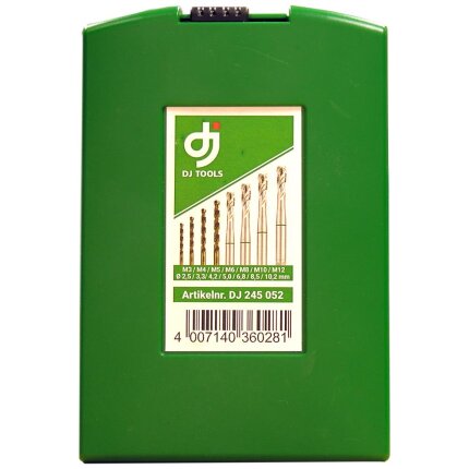 DJ TOOLS bor-/tapsæt HSS-Co5 M3-M12, plastæske
