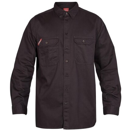 Standard skjorte langærmet bomuld antracit 49/50