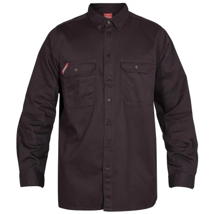 Standard skjorte langærmet bomuld antracit 49/50