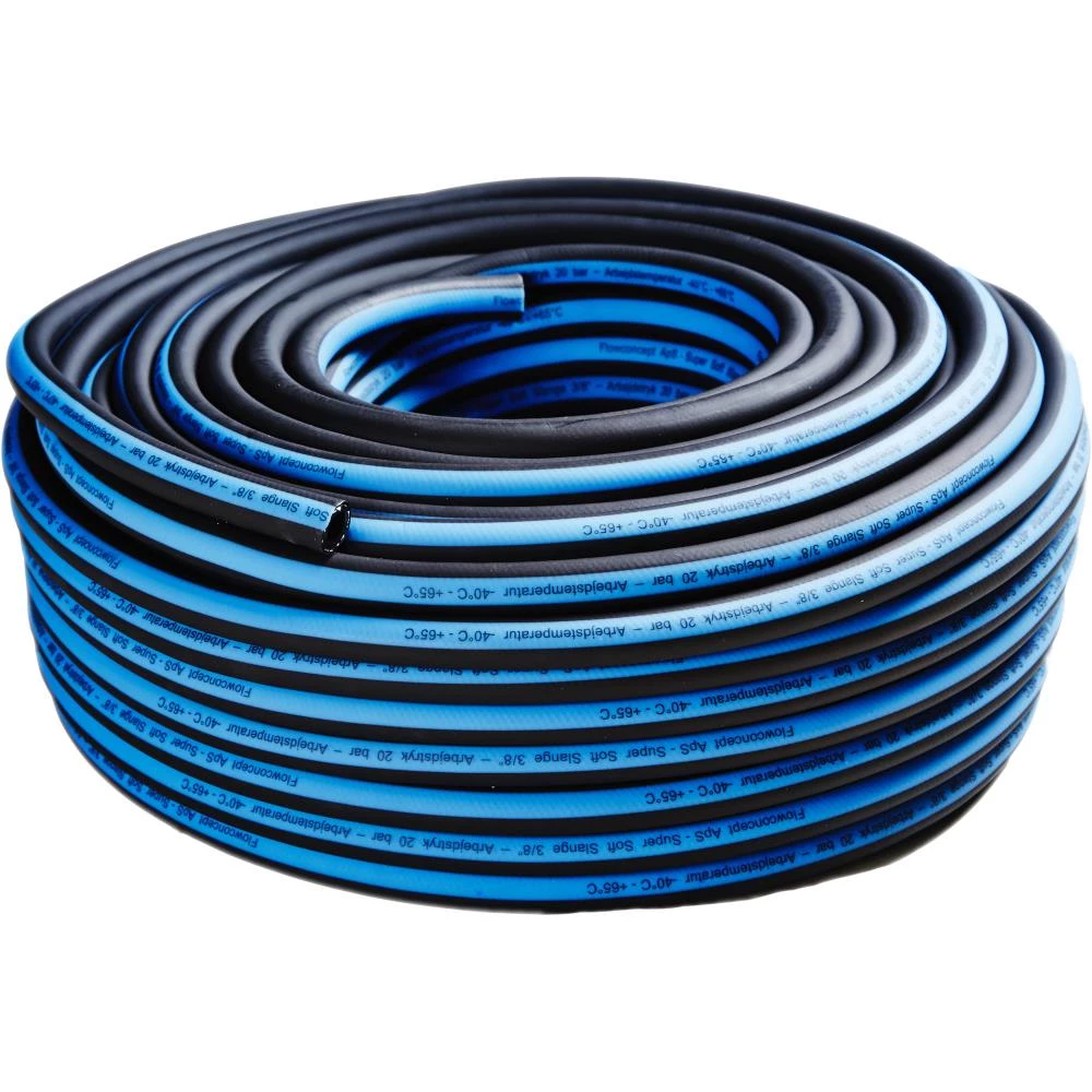 SuperSoft slange 3/8″×50mtr. m/kobling&sikk.nippel SuperSoft slange 3/8″×50mtr. m/kobling&sikk.nippel