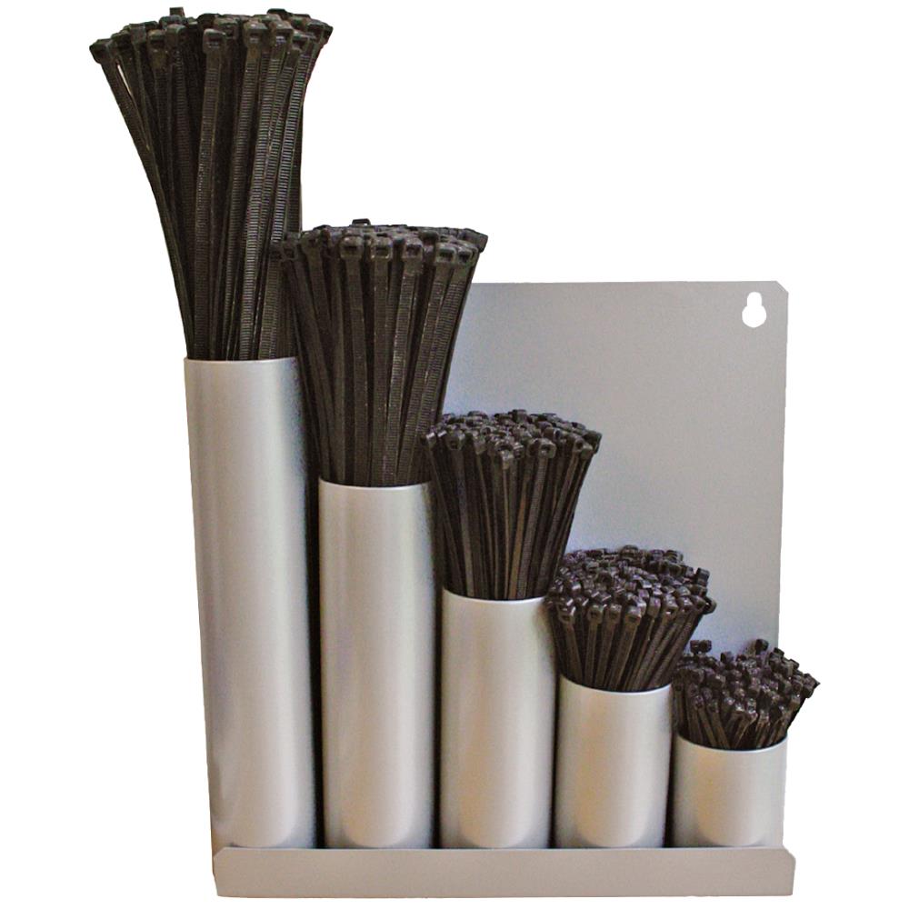 Kabelbindersortiment sort ass. 500stk m/holder Kabelbindersortiment sort ass. 500stk m/holder