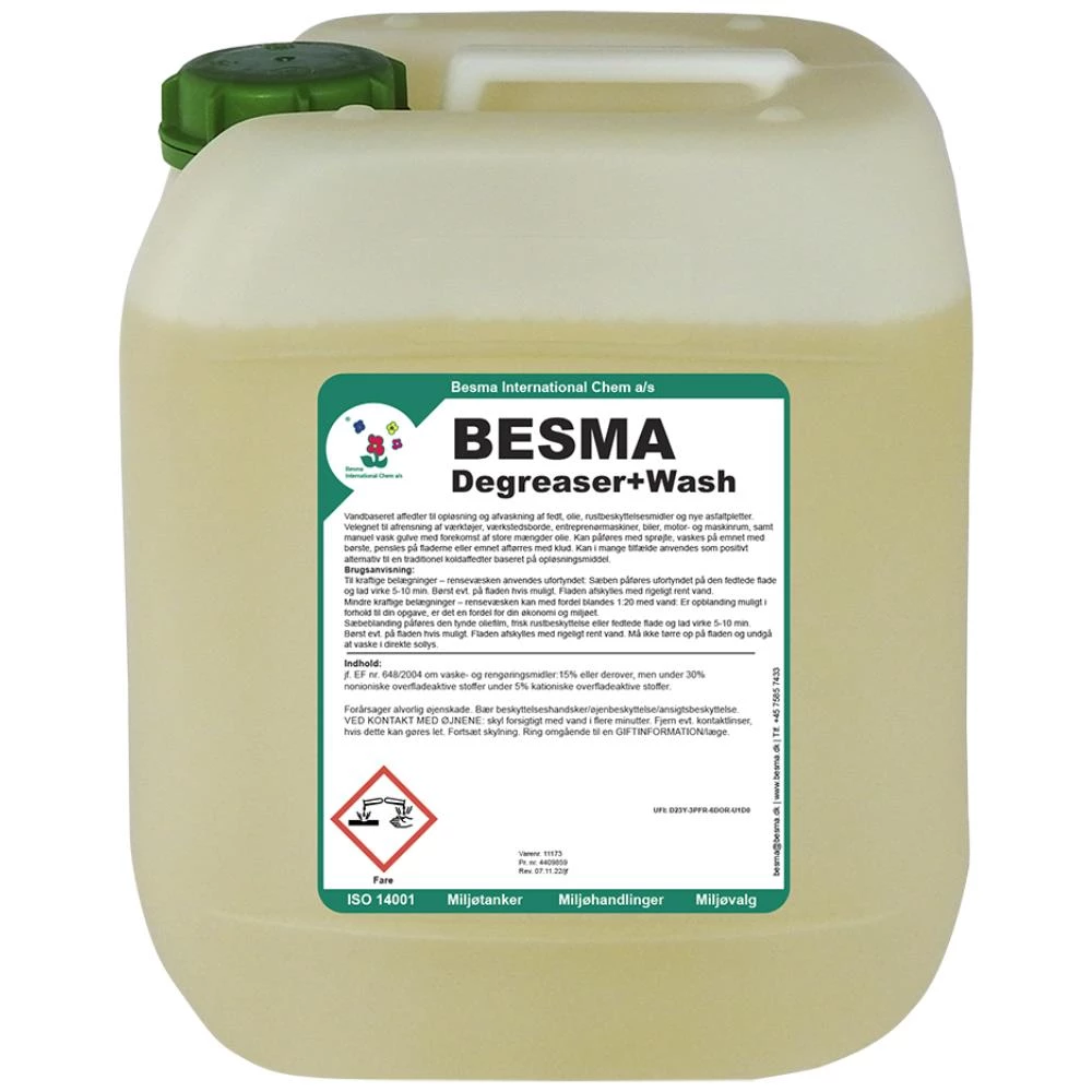 Besma Degreaser+Wash vandbaseret affedter, 10 ltr Besma Degreaser+Wash vandbaseret affedter, 10 ltr