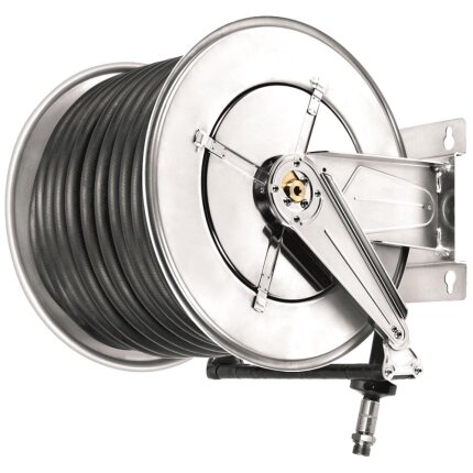 Aut. slangeopruller u/slange t/vand 400 bar rustfr