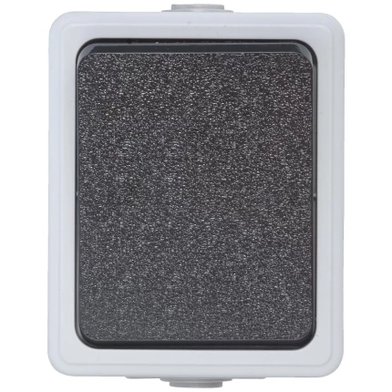 Afbryder E-line enkel m/korr. IP54 grå/sort