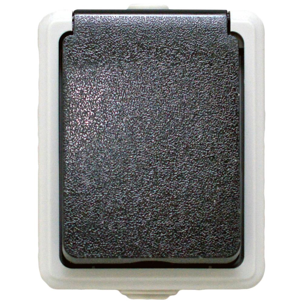 Stikkontakt E-line enkel m/jord IP54 grå/sort Stikkontakt E-line enkel m/jord IP54 grå/sort