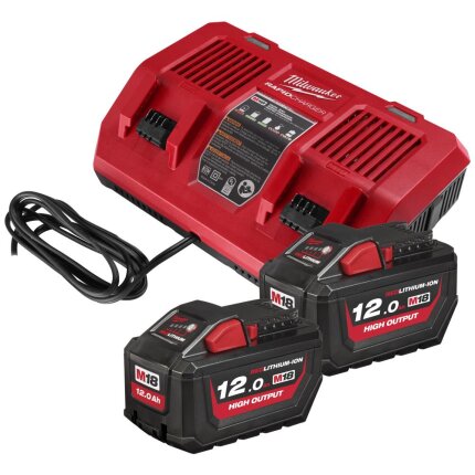 Startsæt M18, 2×HB12 12Ah + lader DFC, HNRGO3-122