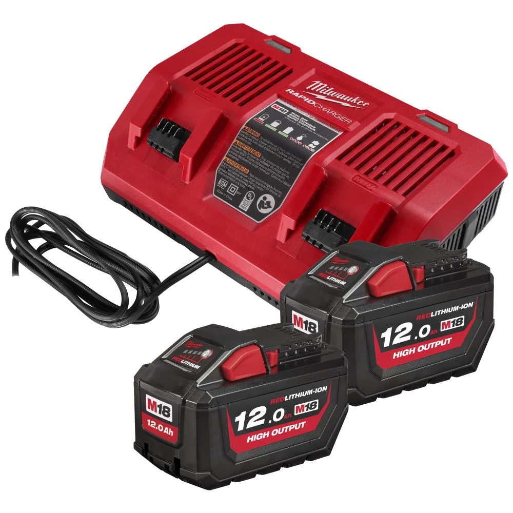 Startsæt M18, 2×HB12 12Ah + lader DFC, HNRGO3-122 Startsæt M18, 2×HB12 12Ah + lader DFC, HNRGO3-122