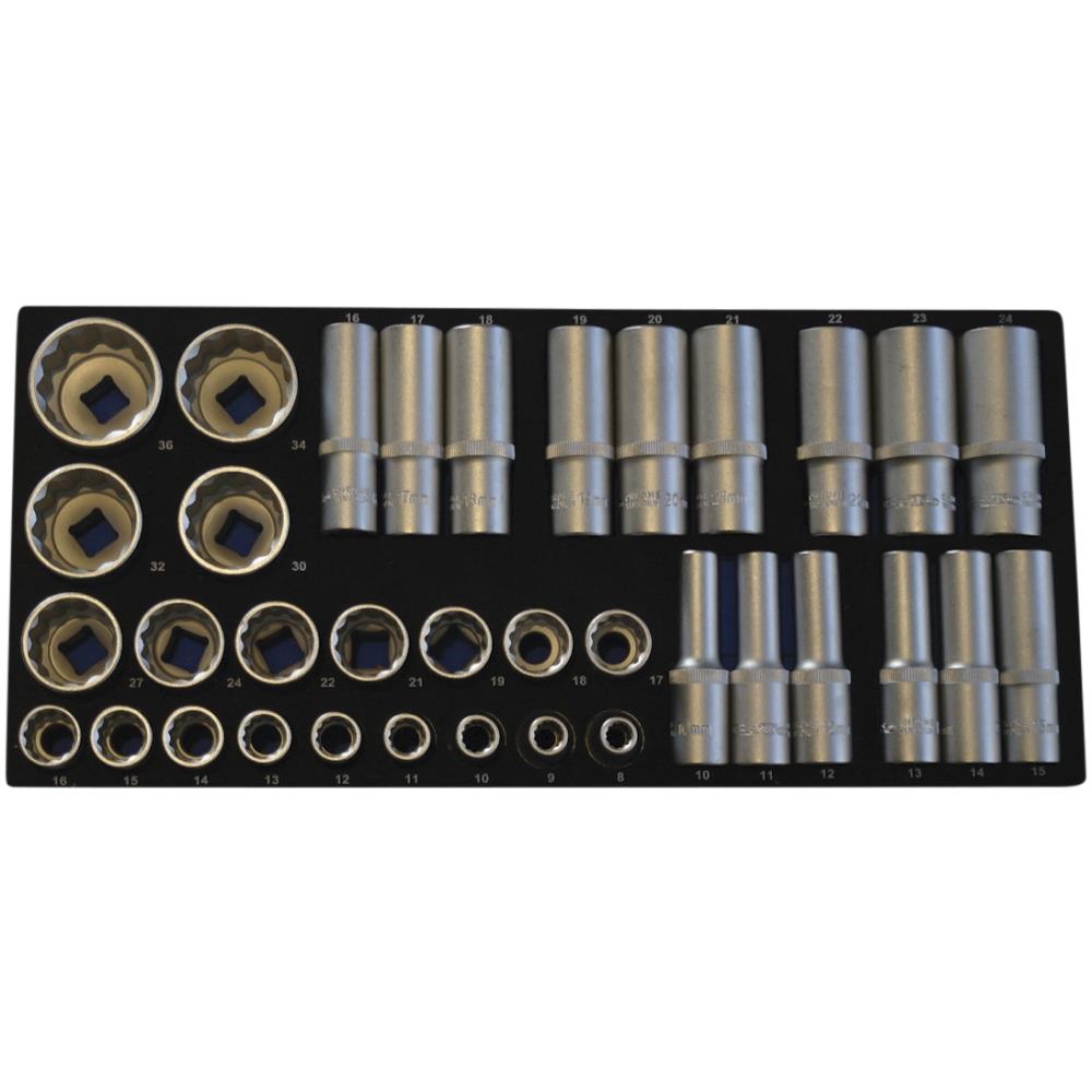 Topsæt 1/2″ kort+lang 12kt.EVA Topsæt 1/2″ kort+lang 12kt.EVA