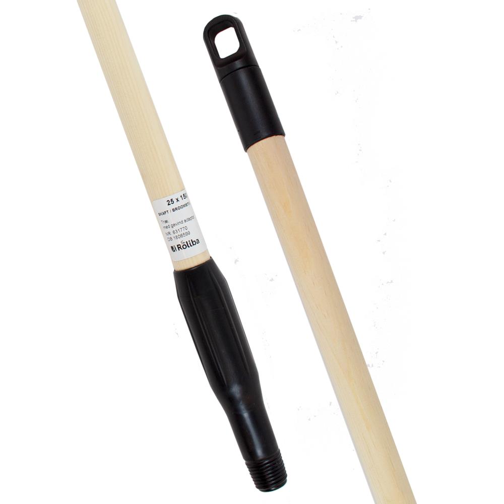 Kosteskaft træ m/sort gevindadapter ø2,5×150cm Kosteskaft træ m/sort gevindadapter ø2,5×150cm