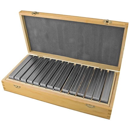 Parallelklodser 5×150mm i trækasse, 14 par 14-50mm