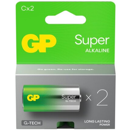Batteri Super Alkaline C 14A/LR14 1,5V, 2 stk