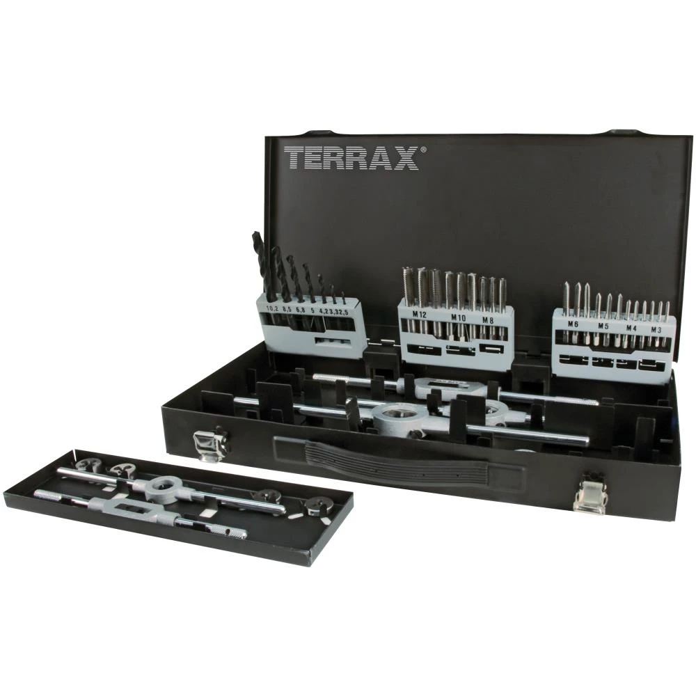 Gevindværktøjssæt 44 dele M3-12+bor Gevindværktøjssæt 44 dele M3-12+bor