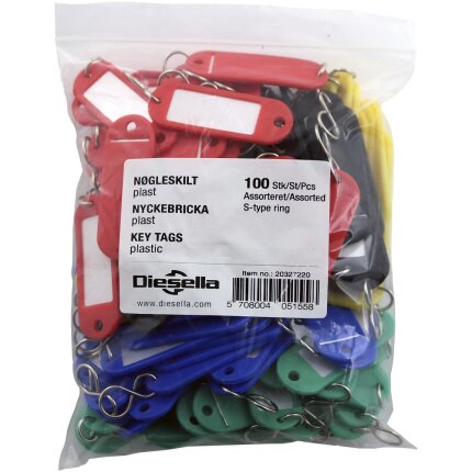 Nøgleskilt m/rude plast ass. pk/100