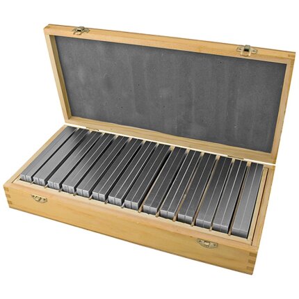 Parallelklodser 5×150mm i trækasse, 14 par 14-50mm