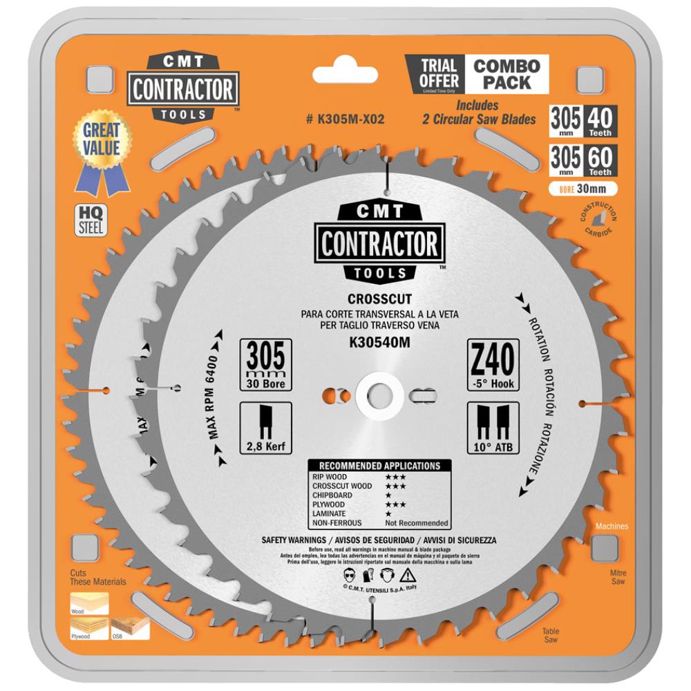 CMT Contractor rundsavklingesæt 305×2,8×30 Z40-60 CMT Contractor rundsavklingesæt 305×2,8×30 Z40-60