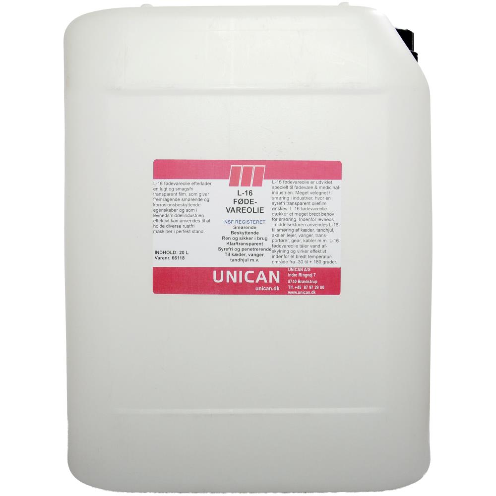 Unican L-16 fødevareolie 20ltr Unican L-16 fødevareolie 20ltr