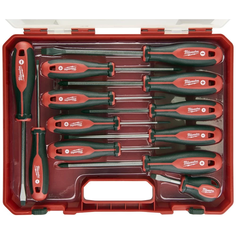 Skruetrækkersæt PH/PZ/kærv m/magnetspids, 12stk Skruetrækkersæt PH/PZ/kærv m/magnetspids, 12stk