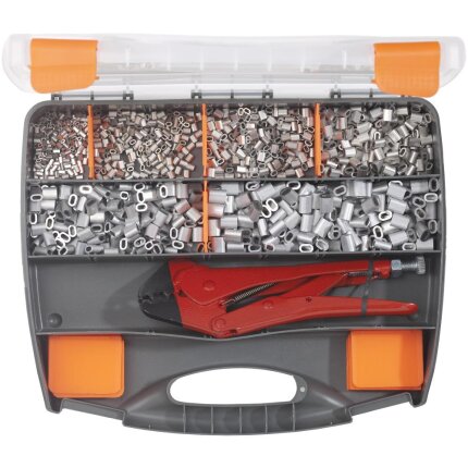 Aluklemme-sortiment m/klemtang 1200stk 1,0-3,5mm