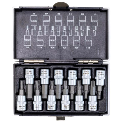 Stifttopsæt 1/4″, inhex + TX, 12stk