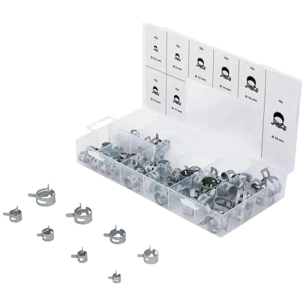 BGS fjederspændebåndsort. 6,5-18 mm 8 str. 80 dele BGS fjederspændebåndsort. 6,5-18 mm 8 str. 80 dele