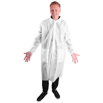 BlueStar engangskittel m/lommer hvid PP