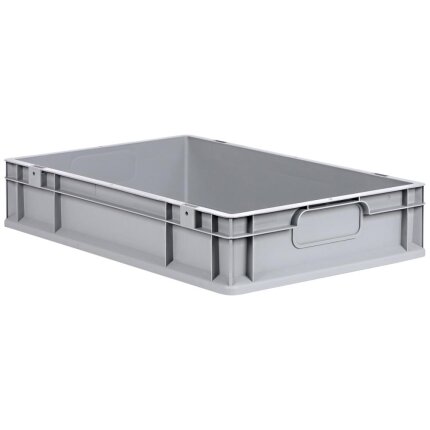 Lagerkasse grå plast 600×400×120 mm, lukkede greb