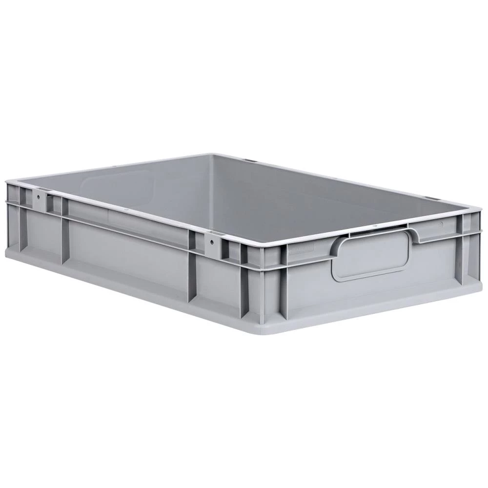 Lagerkasse grå plast 600×400×120 mm, lukkede greb Lagerkasse grå plast 600×400×120 mm, lukkede greb