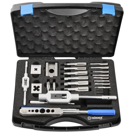 Gevindskæresæt HSS håndtappe+bakker M5-16+MF12