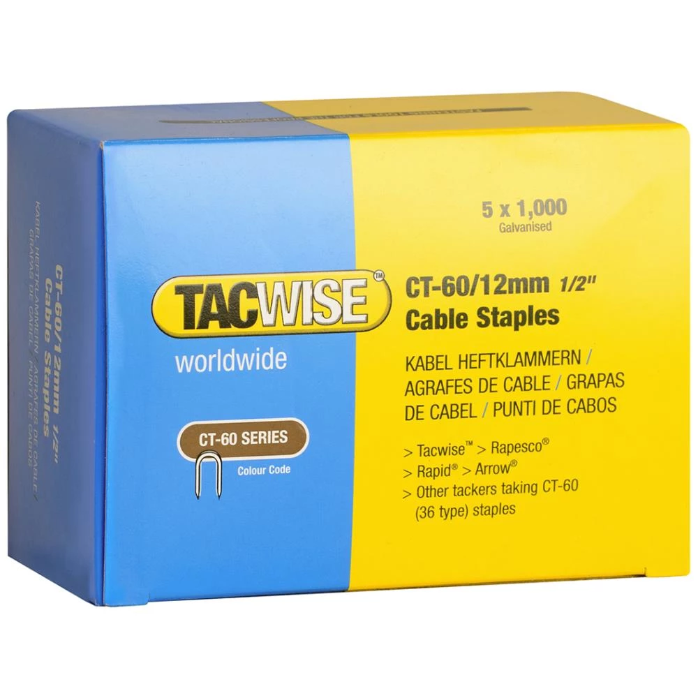 Tacwise kabelklammer CT-60/12mm 5000stk Tacwise kabelklammer CT-60/12mm 5000stk