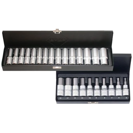 Topsæt 1/2″, lange toppe 10-24mm+stifttoppe 5-19mm