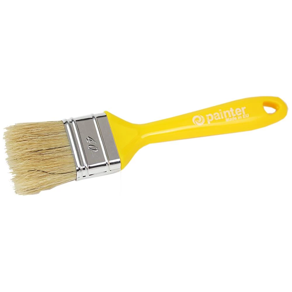 Fladpensel gul plastskaft hårmix 40×14mm Fladpensel gul plastskaft hårmix 40×14mm