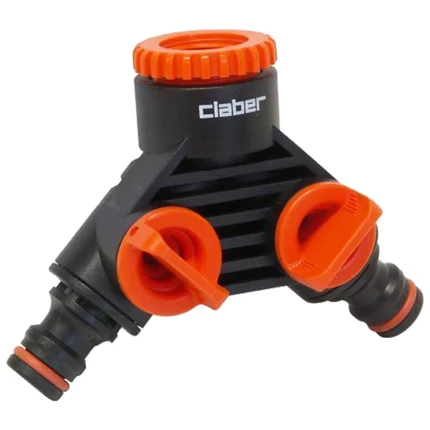 Claber 2-vejs Y-stykke m/ventiler og pakskive