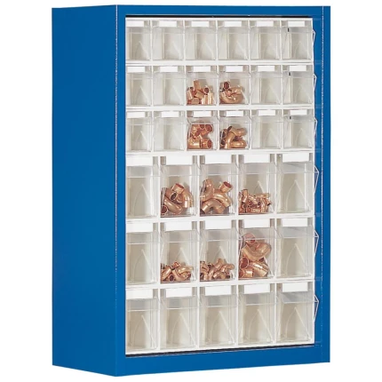 WEZ tiltboks 665×250×910mm, 3×5 + 3×6 rum, blå