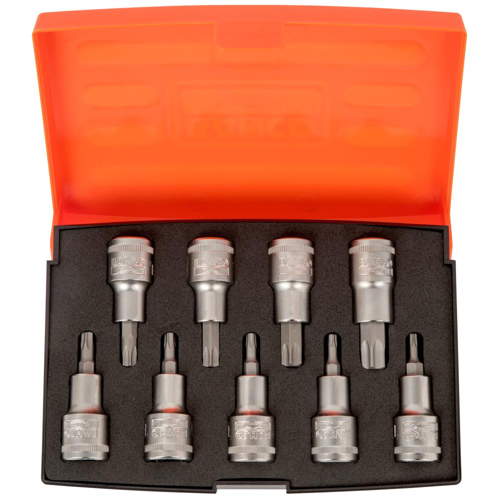 Torx-topsæt 1/2″ 4kt, 9 korte toppe TX20-60 Torx-topsæt 1/2″ 4kt, 9 korte toppe TX20-60