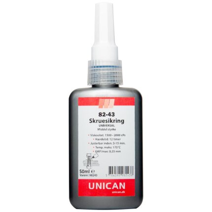 Unican 82-43 skruesikring middel styrke 50ml Unican 82-43 skruesikring middel styrke 50ml